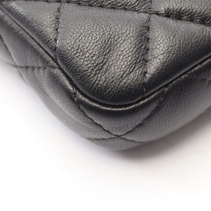Chanel Shoulder Bag Quilted Black Lambskin Zip Chain Wallet — view 7