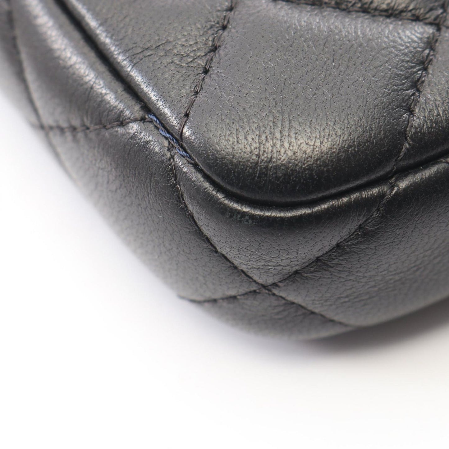 Chanel Shoulder Bag Quilted Black Lambskin Zip Chain Wallet — view 8