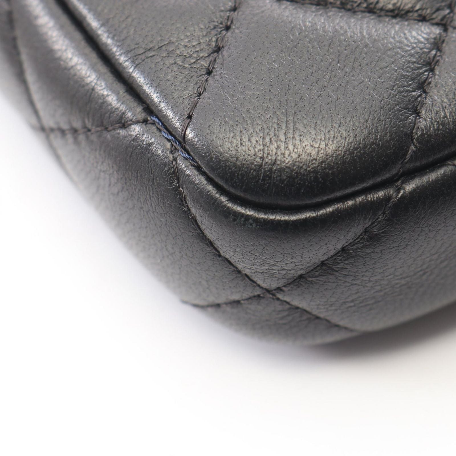 Chanel Shoulder Bag Quilted Black Lambskin Zip Chain Wallet — view 8