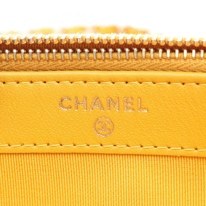 Chanel Shoulder Bag Quilted Yellow Caviar Leather Zip Chain Wallet — view 5