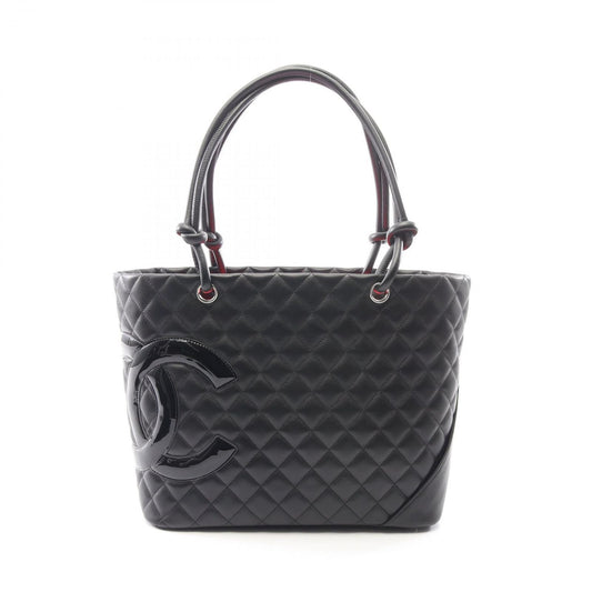 Chanel Tote Cambon Line Large Black Enamel Leather Patent