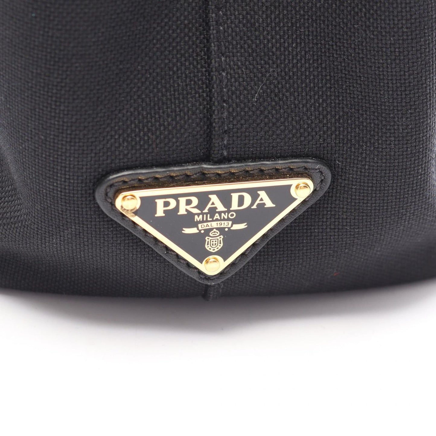 Prada Handbag Logo Jacquard 2-Way Black Canvas Leather with Ribbon — view 5