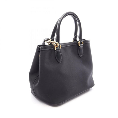 Prada Handbag Logo Jacquard 2-Way Black Canvas Leather with Ribbon — view 2