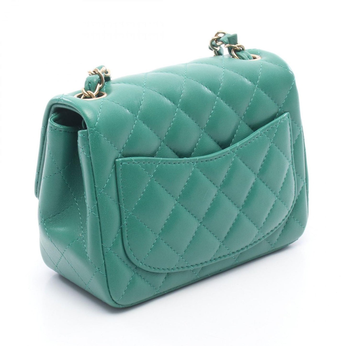Chanel Shoulder Bag Mini Quilted Green Lambskin Chain — view 2