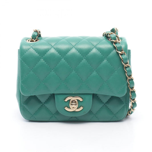 Chanel Shoulder Bag Mini Quilted Green Lambskin Chain
