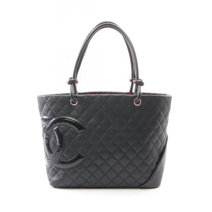 Chanel Tote Cambon Line Large Black Enamel Leather Patent