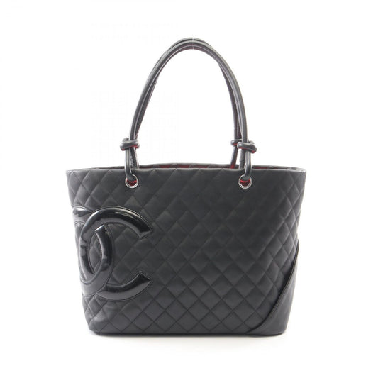 Chanel Tote Cambon Line Large Black Enamel Leather Patent
