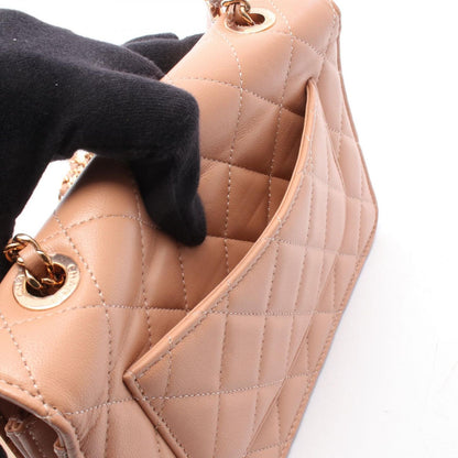 Chanel Shoulder Bag Quilted Pink Beige Lambskin Chain Wallet — view 6