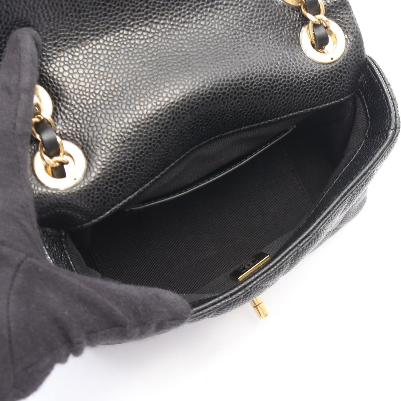 Chanel Shoulder Bag Mini Quilted CC Snake Black Caviar Leather Mini Chain — view 3