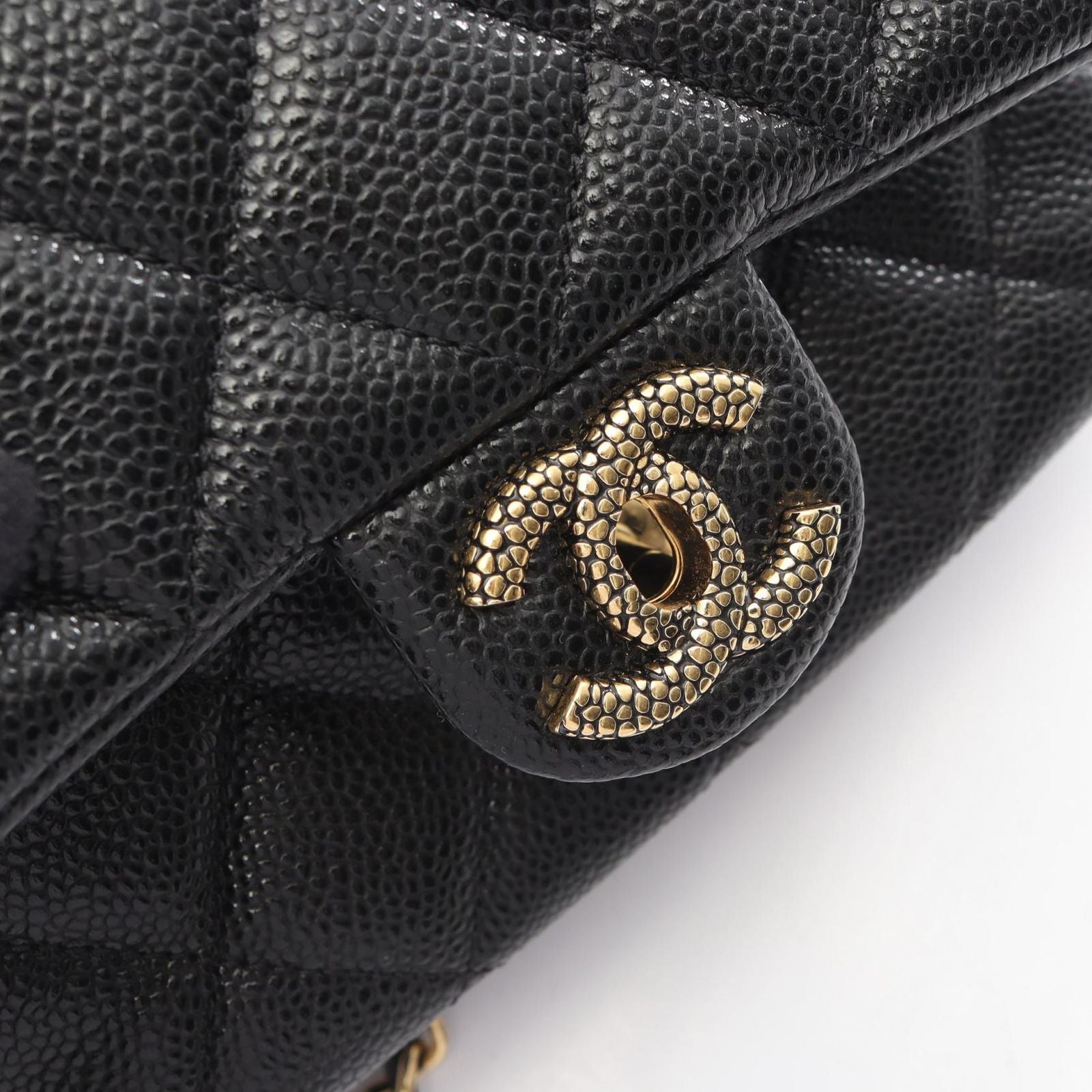 Chanel Shoulder Bag Mini Quilted CC Snake Black Caviar Leather Mini Chain — view 7