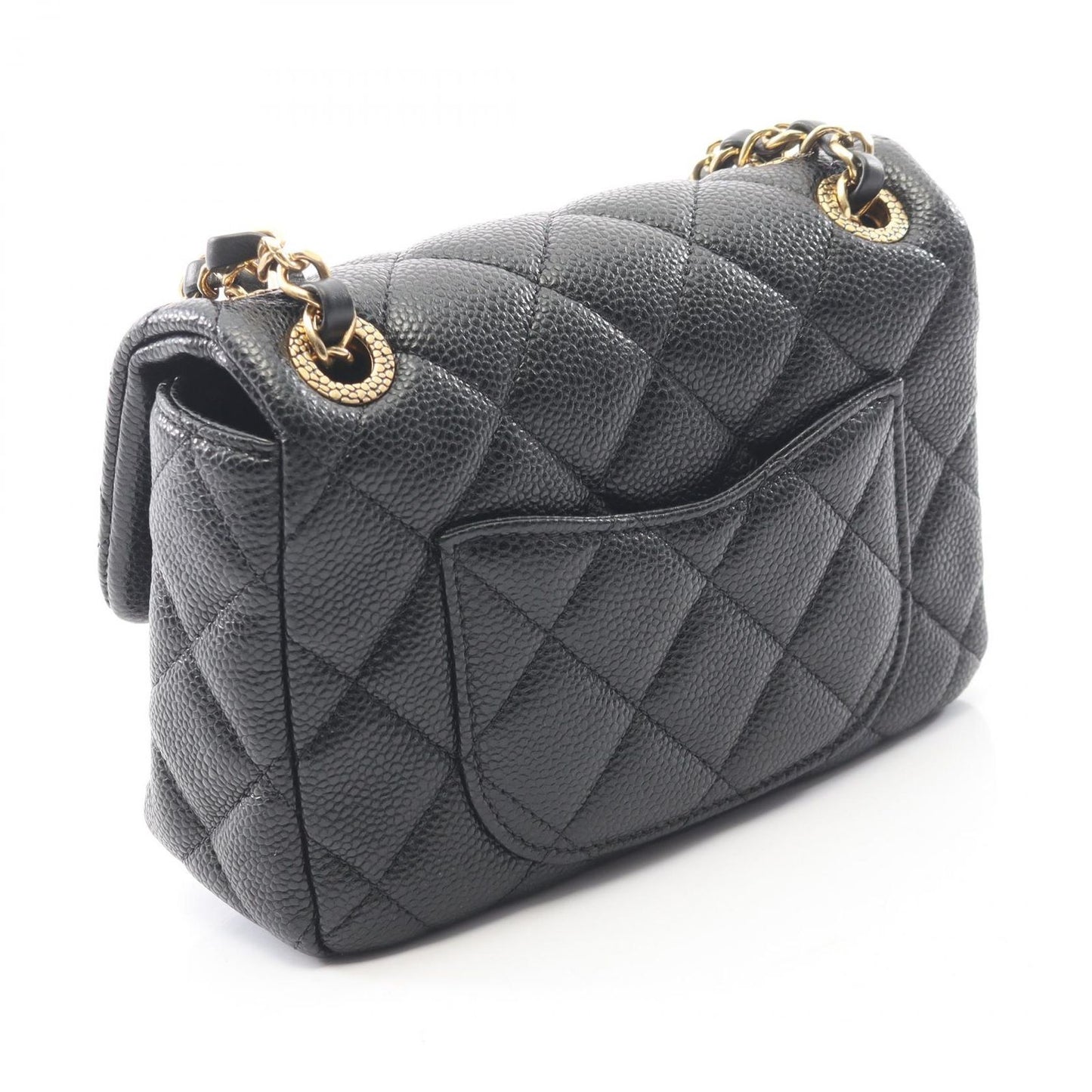 Chanel Shoulder Bag Mini Quilted CC Snake Black Caviar Leather Mini Chain — view 2