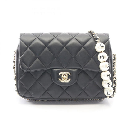 Chanel Shoulder Bag Quilted Small Flap Black Lambskin Chain