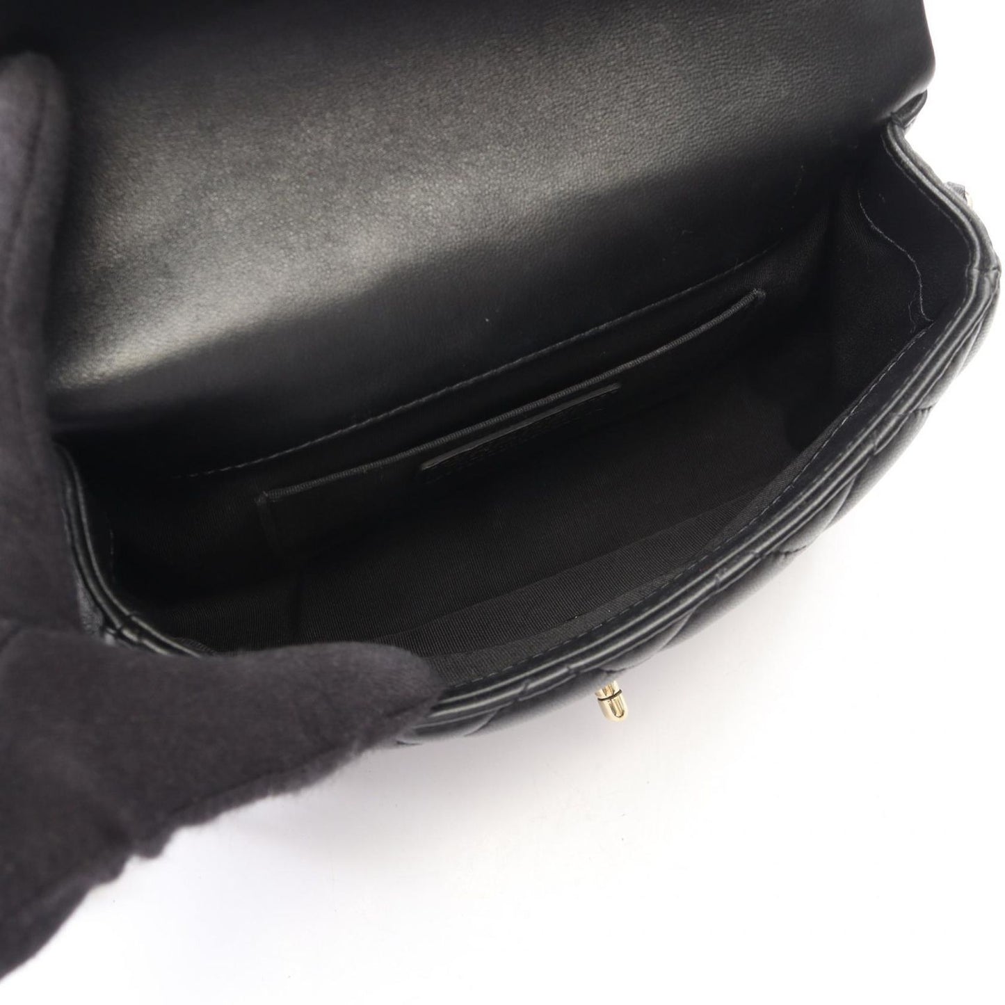 Chanel Shoulder Bag Quilted Small Flap Black Lambskin Chain — view 3