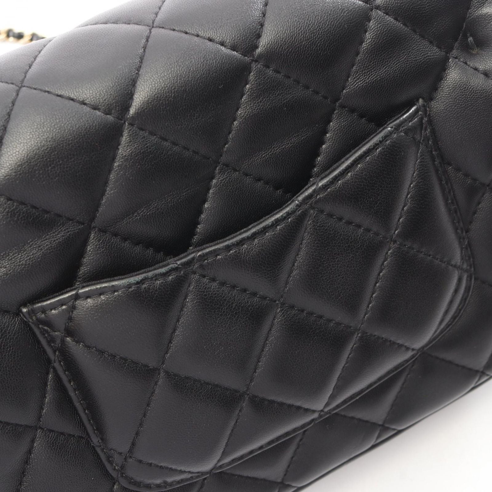 Chanel Shoulder Bag Quilted Small Flap Black Lambskin Chain — view 8