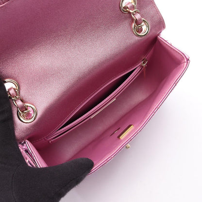 Chanel Shoulder Bag Quilted Mini Flap Metallic Leather Small Chain — view 3