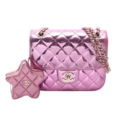 Chanel Shoulder Bag Quilted Mini Flap Metallic Leather Small Chain