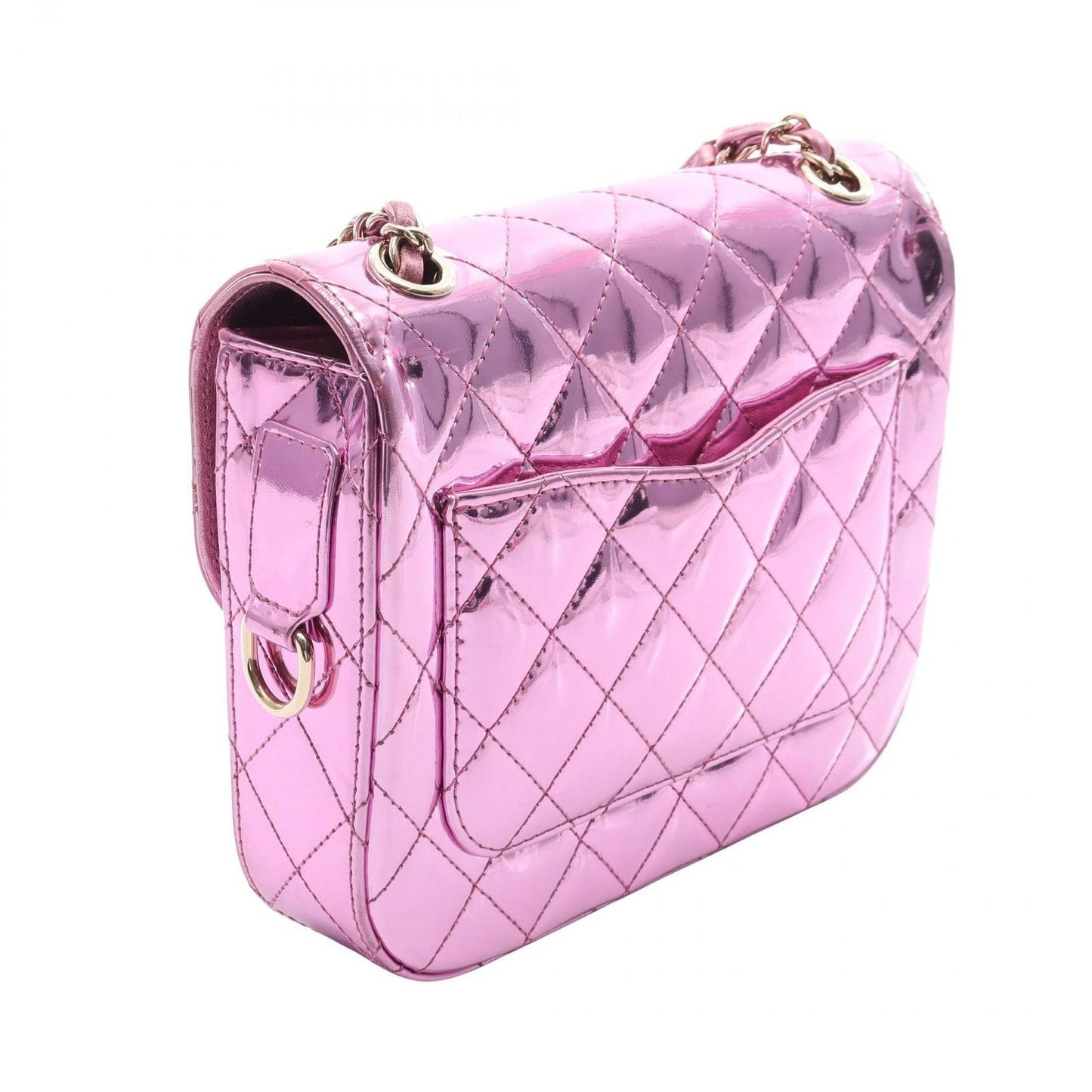 Chanel Shoulder Bag Quilted Mini Flap Metallic Leather Small Chain — view 2