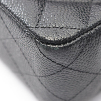 Chanel Shoulder Bag Quilted Double Flap Black Caviar Leather Chain — view 9