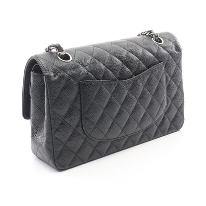 Chanel Shoulder Bag Quilted Double Flap Black Caviar Leather Chain — view 2