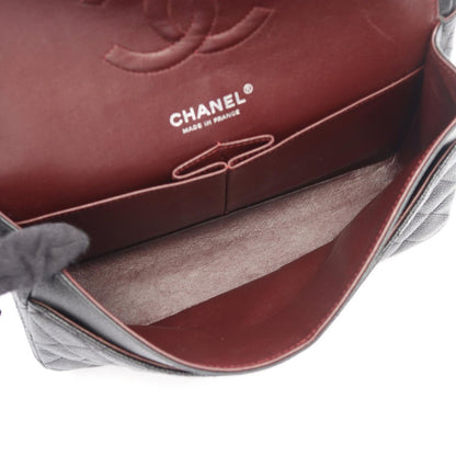 Chanel Shoulder Bag Quilted Double Flap Black Caviar Leather Chain — view 3
