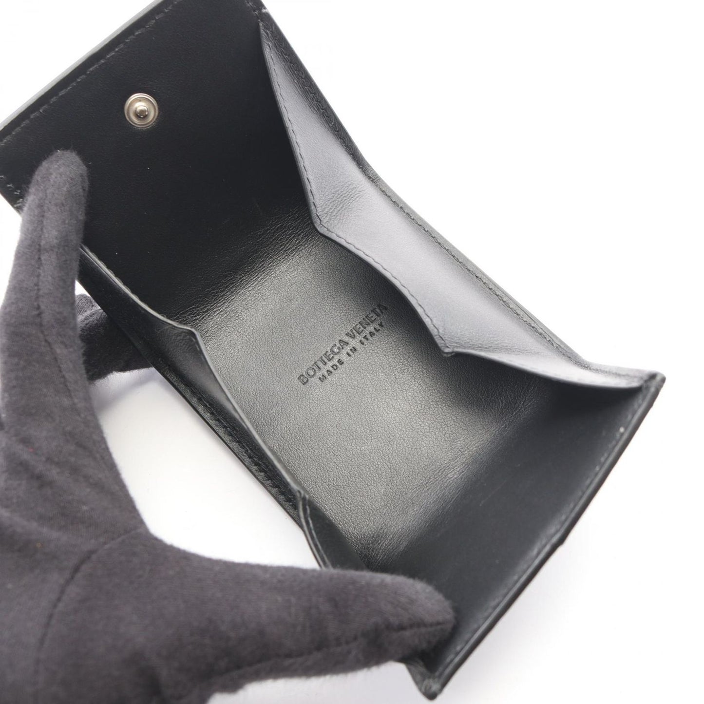 Bottega Veneta Coin Case Maxi Intrecciato Black Leather Cassette — view 3