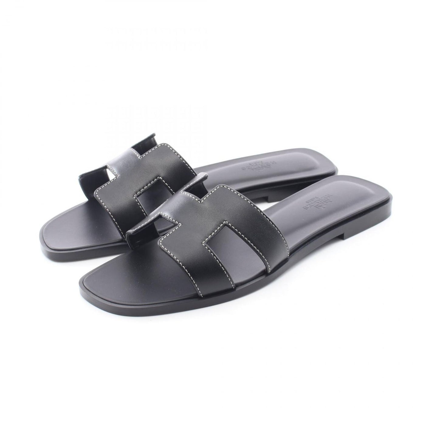 Hermes Sandals Oran Black Leather