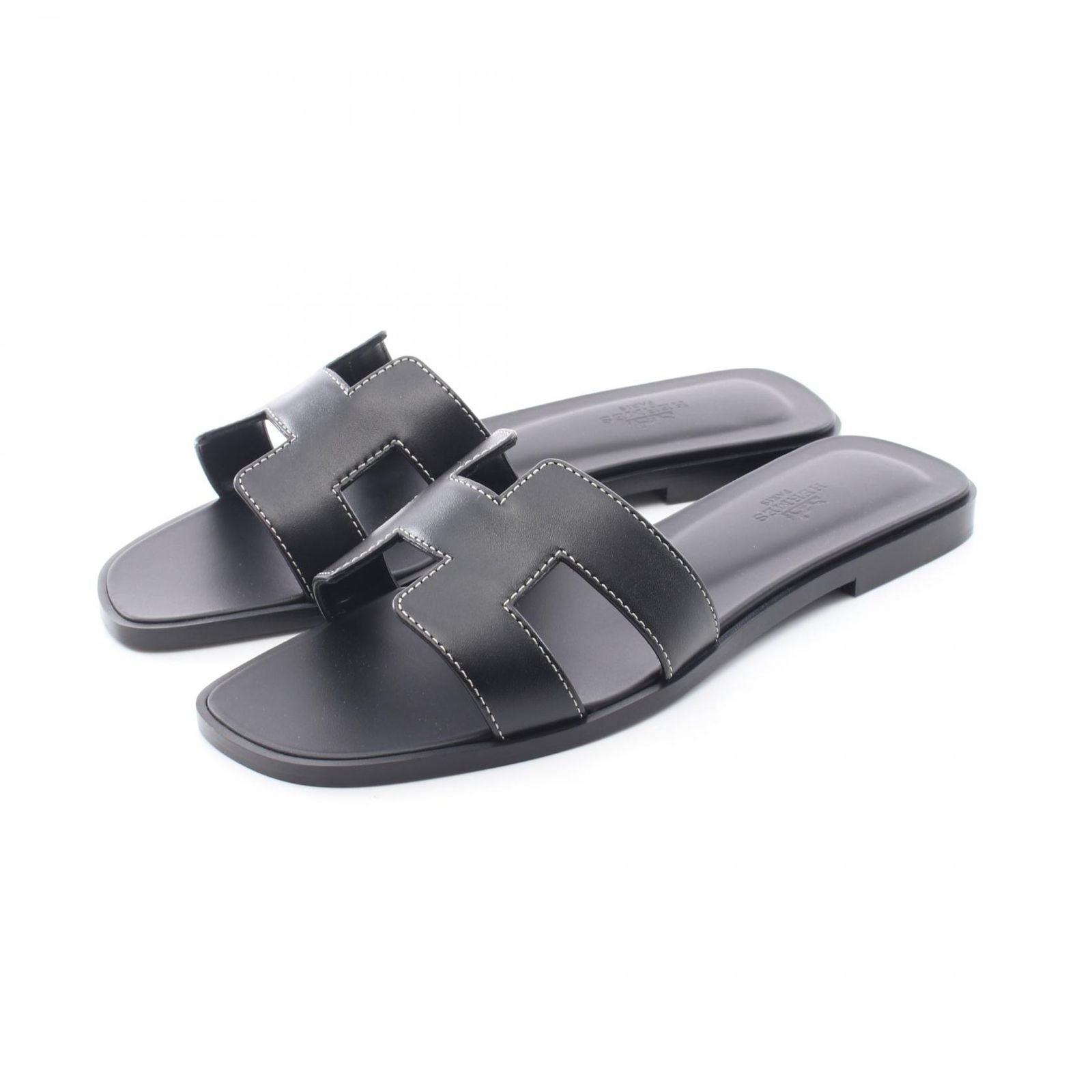 Hermes Sandals Oran Black Leather
