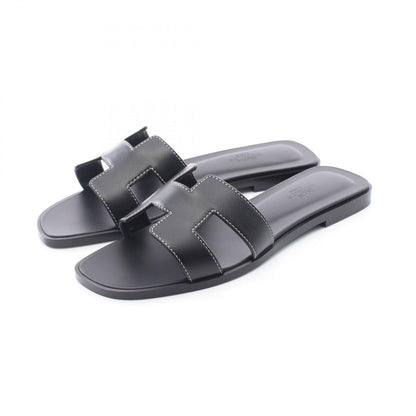 Hermes Sandals Oran Black Leather