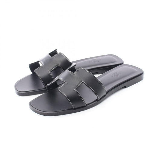 Hermes Sandals Oran Black Leather