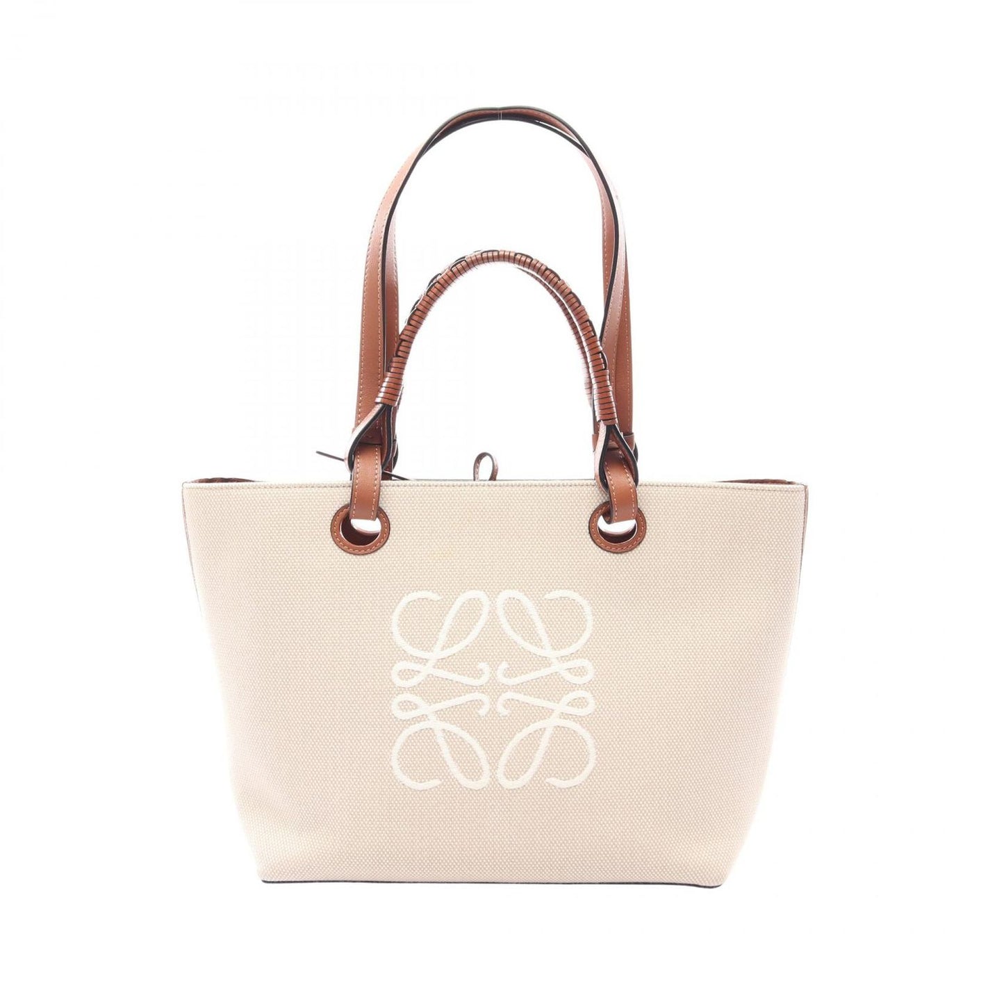 Loewe Tote Anagram 2-Way Natural Brown Canvas Leather Small