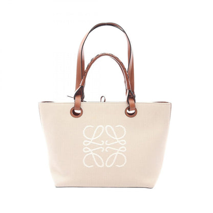 Loewe Tote Anagram 2-Way Natural Brown Canvas Leather Small