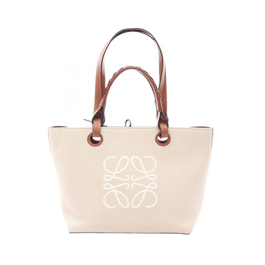 Loewe Tote Anagram 2-Way Natural Brown Canvas Leather Small