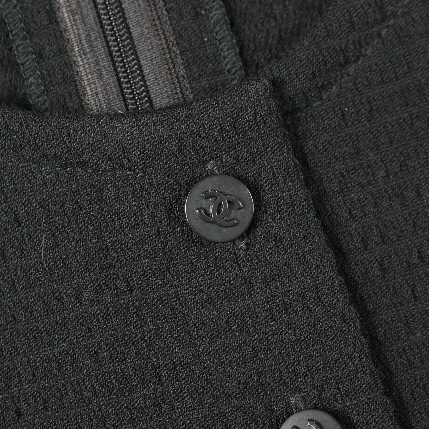 Chanel Dress CC Logo Button Short Sleeve Wool — view 9