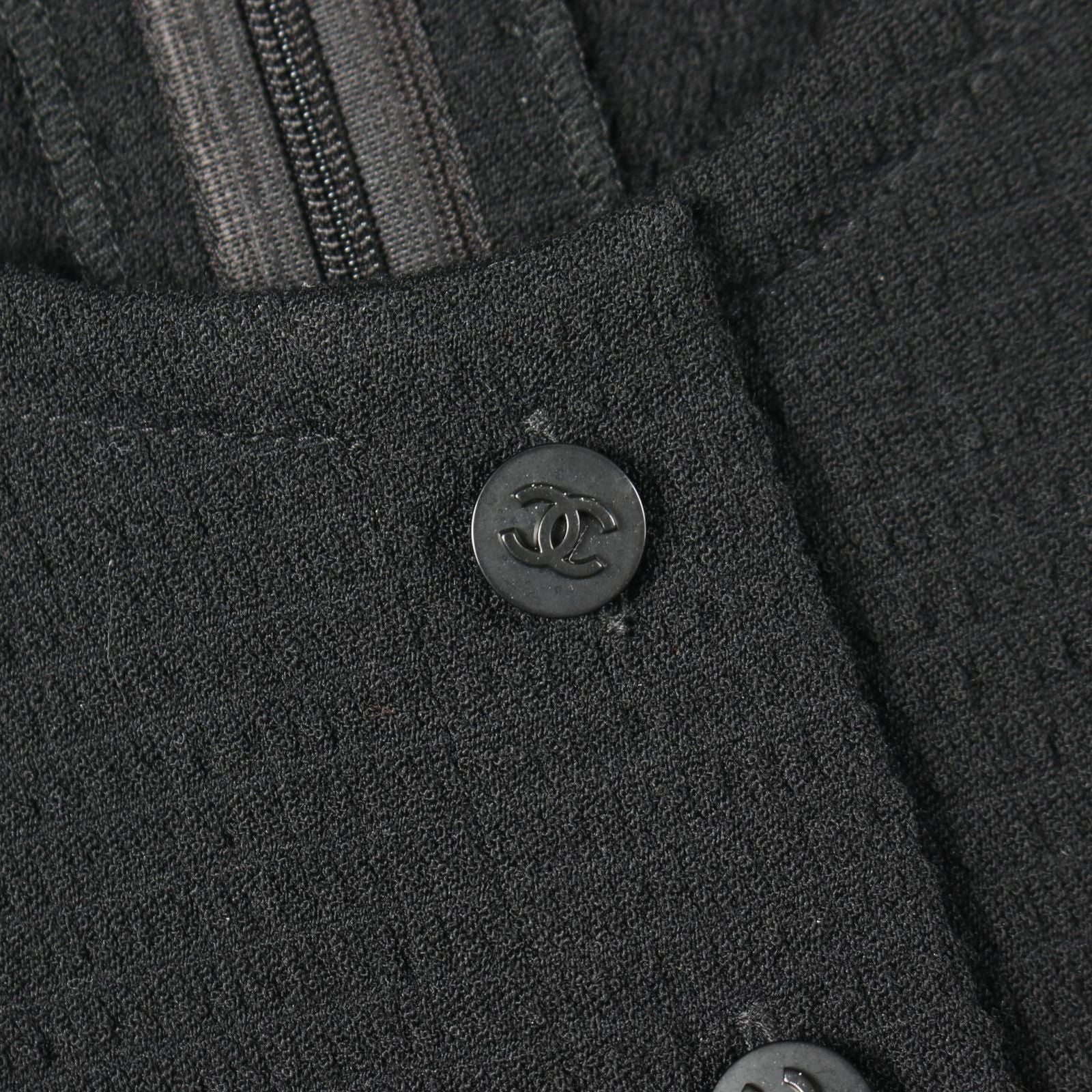 Chanel Dress CC Logo Button Short Sleeve Wool — view 9