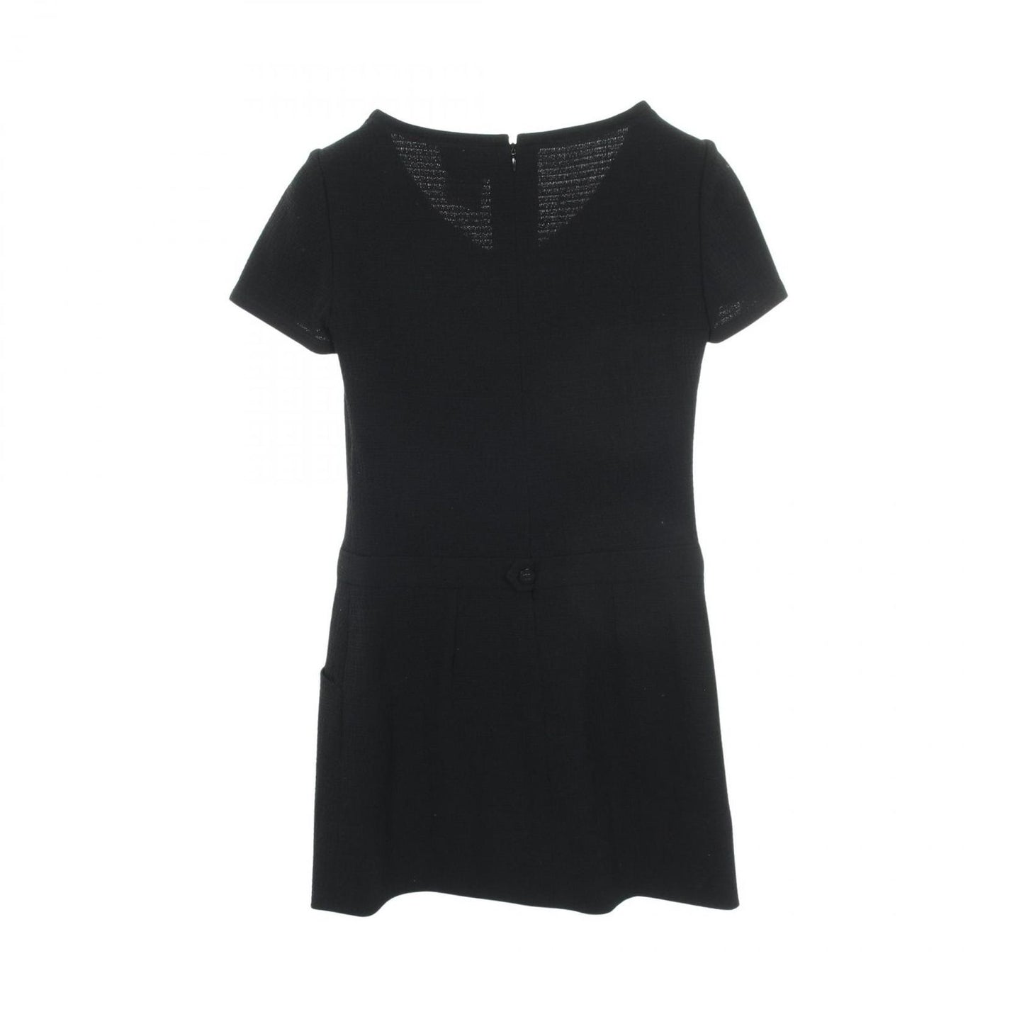 Chanel Dress CC Logo Button Short Sleeve Wool — view 2