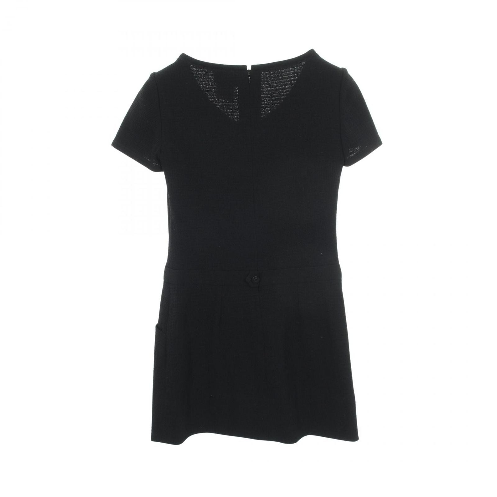 Chanel Dress CC Logo Button Short Sleeve Wool — view 2