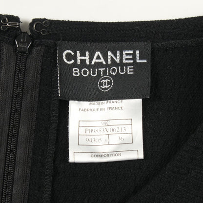 Chanel Dress CC Logo Button Short Sleeve Wool — view 3