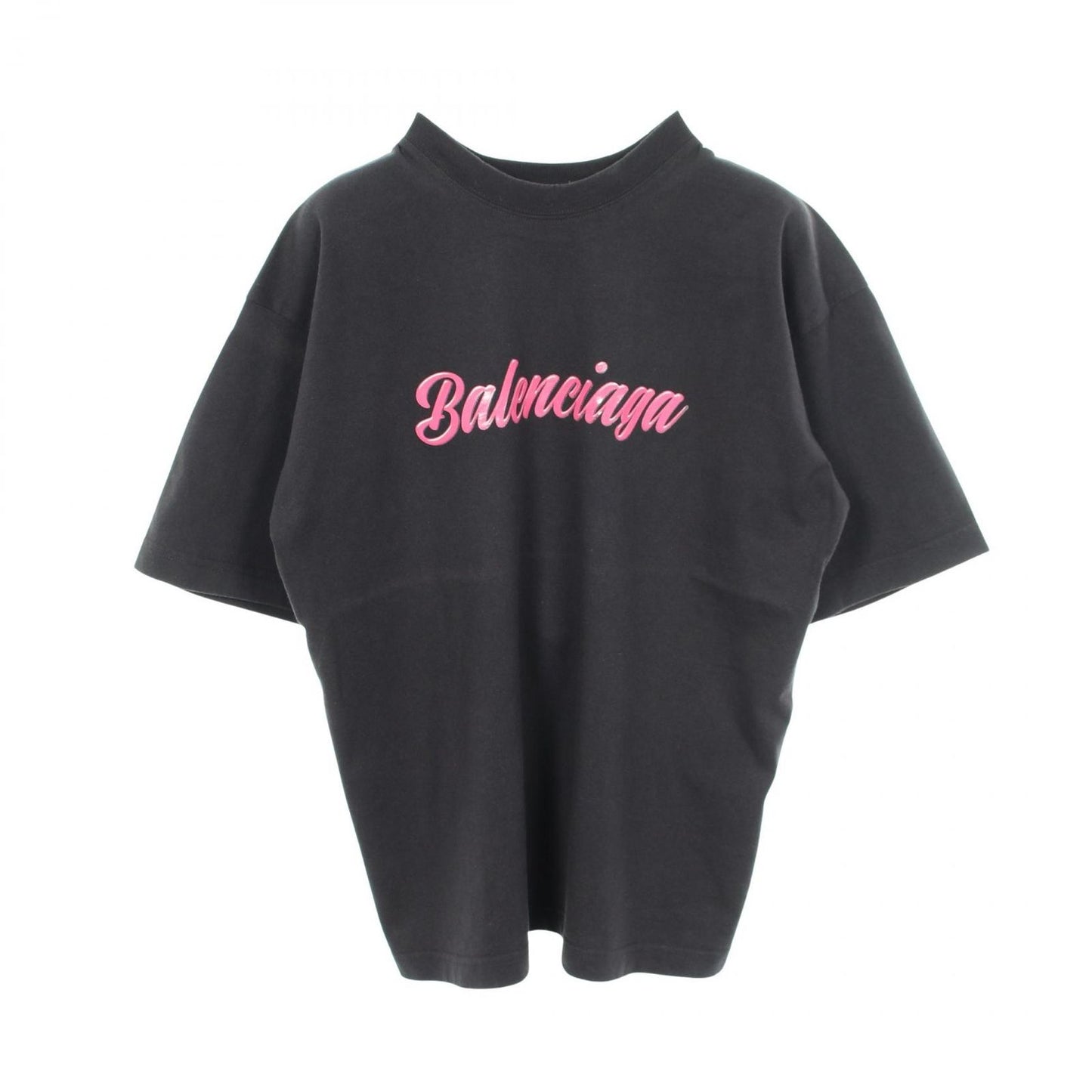 Balenciaga Short Sleeve T-Shirt Logo Black Pink Cotton