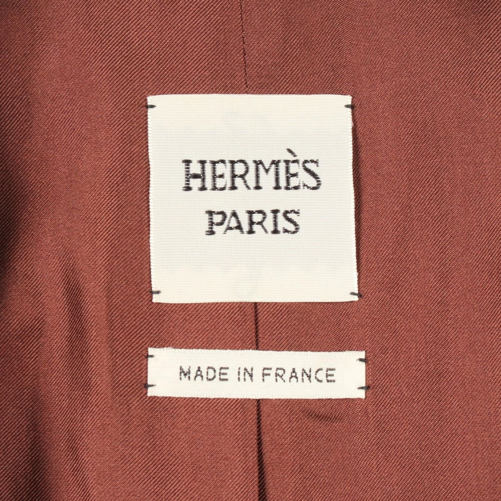 Hermes Tailored Jacket Embroidery All Over Pattern Black Silk — view 3