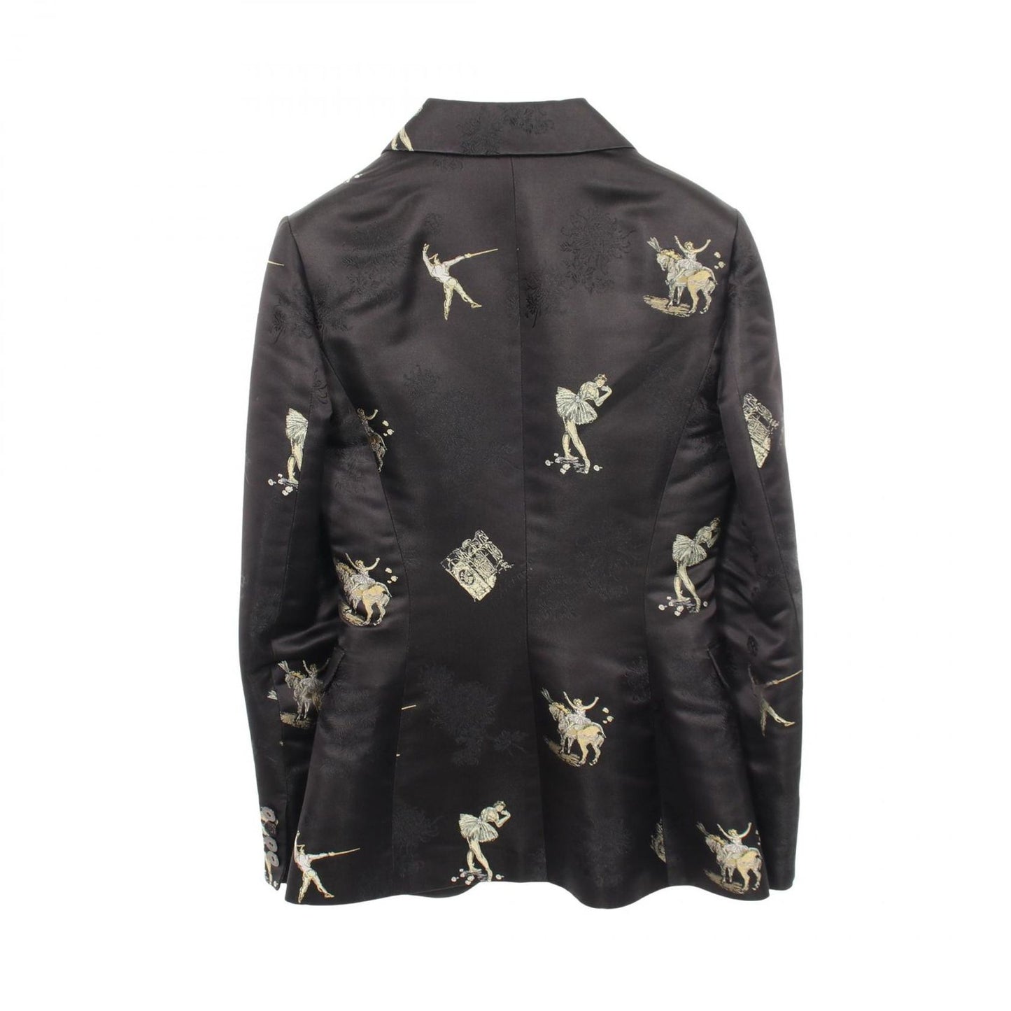 Hermes Tailored Jacket Embroidery All Over Pattern Black Silk — view 2