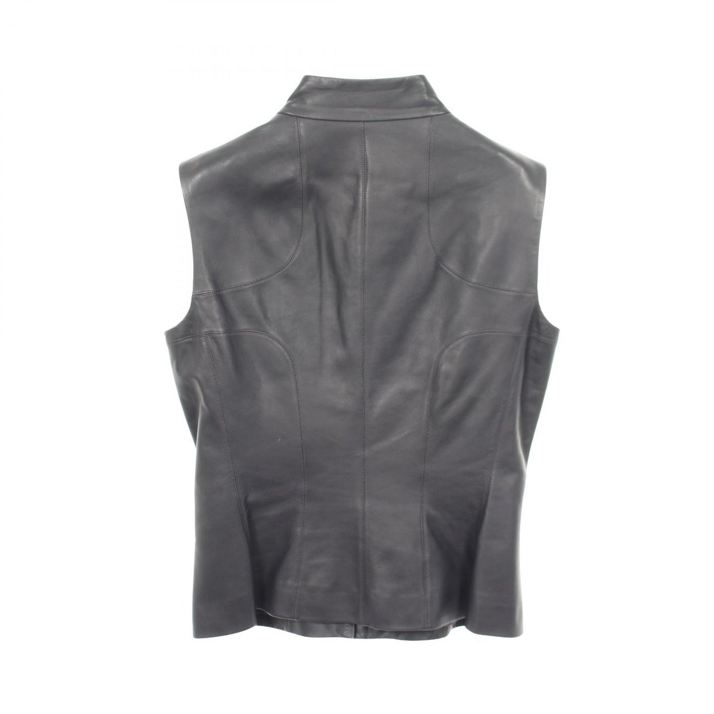 Chanel Vest CC Logo Zip Up Black Lambskin Leather — view 2