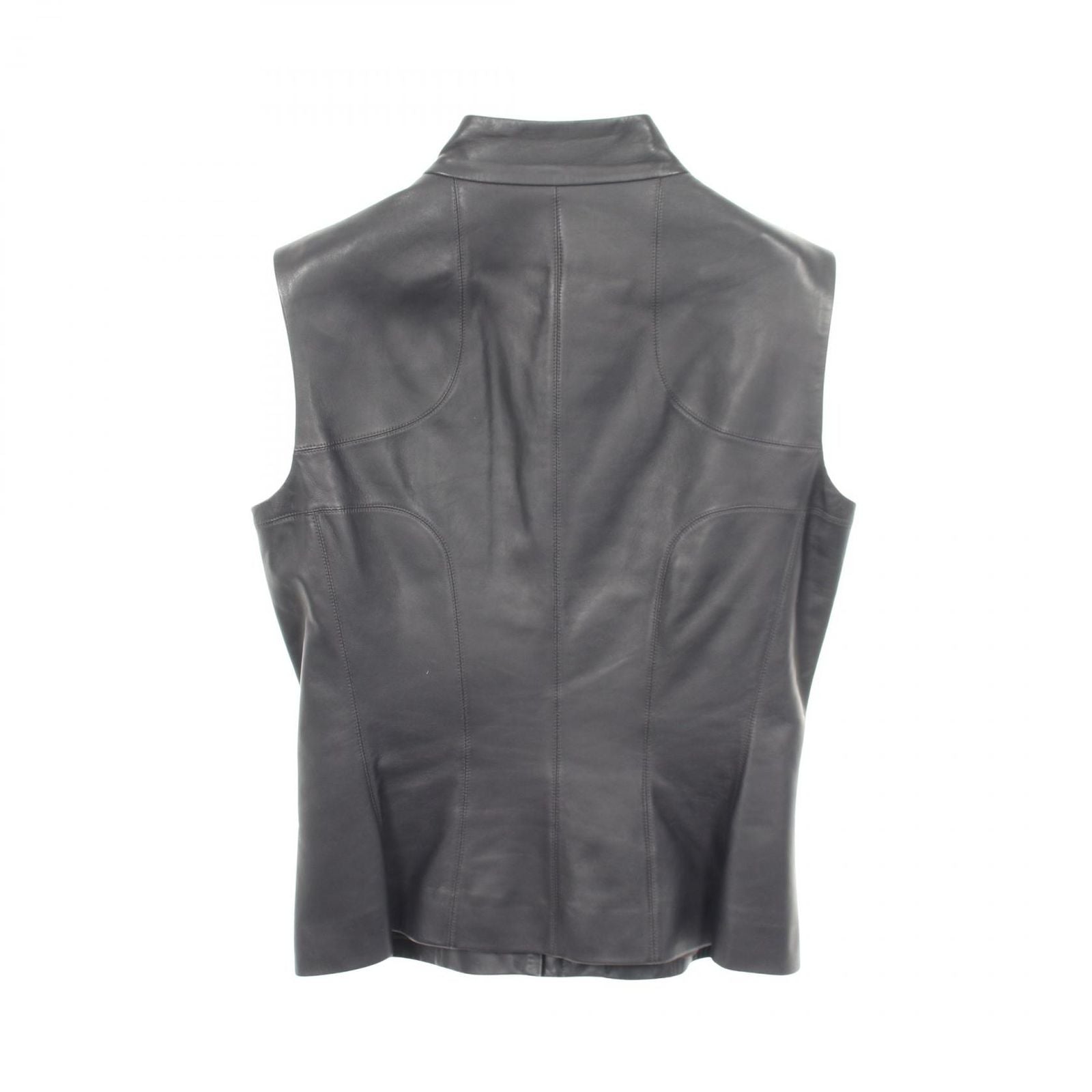 Chanel Vest CC Logo Zip Up Black Lambskin Leather — view 2
