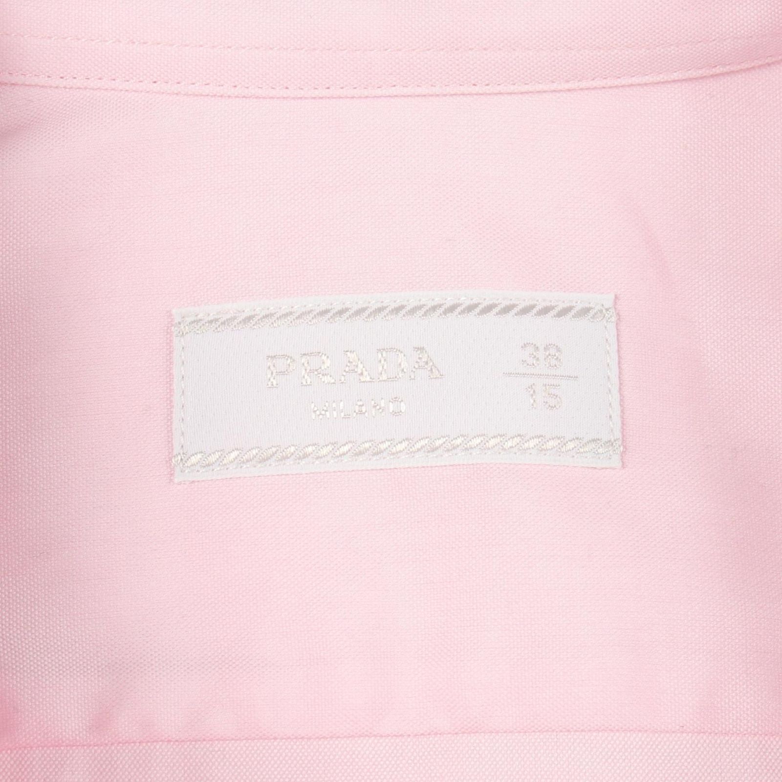 Prada Logo Embroidery Long Sleeve Cotton Shirt — view 3