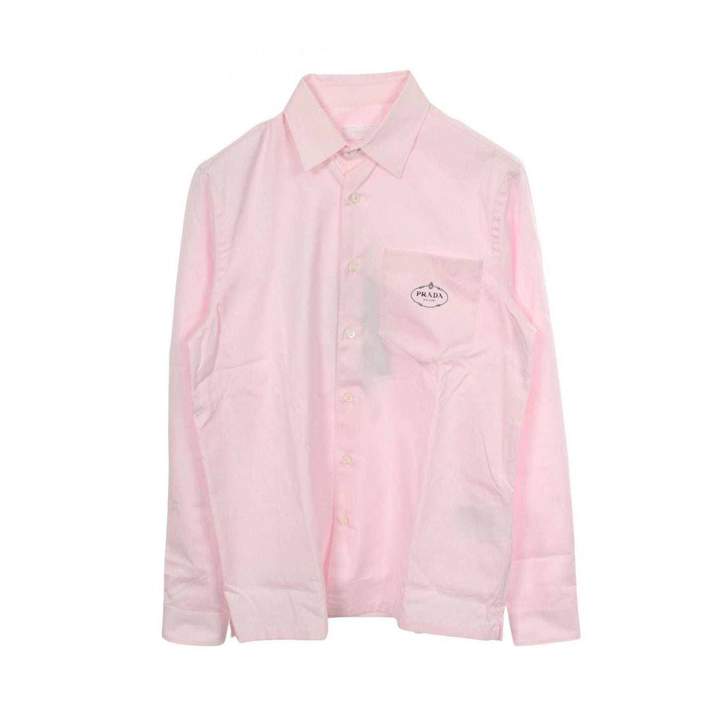 Prada Logo Embroidery Long Sleeve Cotton Shirt