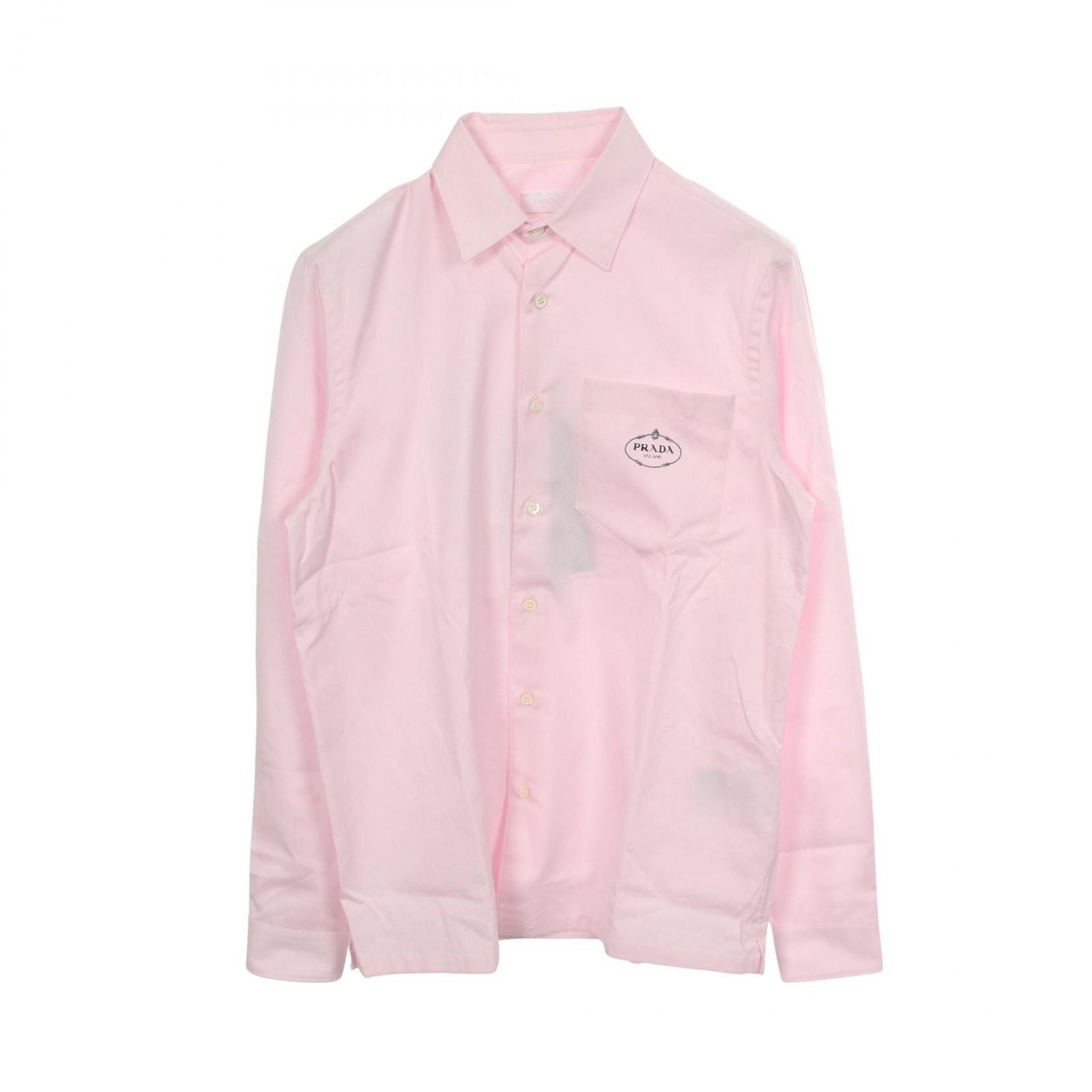 Prada Logo Embroidery Long Sleeve Cotton Shirt