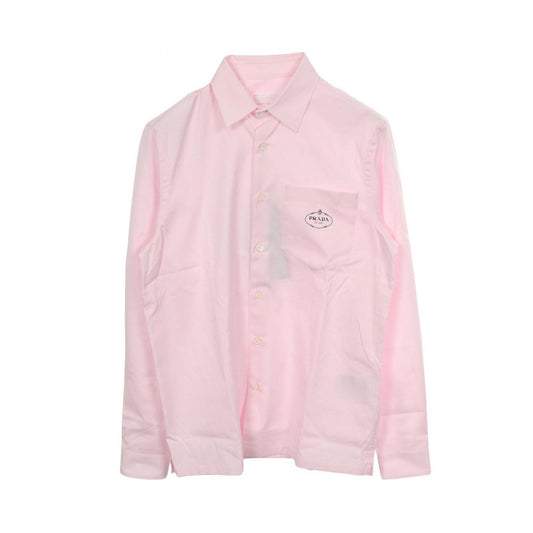 Prada Logo Embroidery Long Sleeve Cotton Shirt
