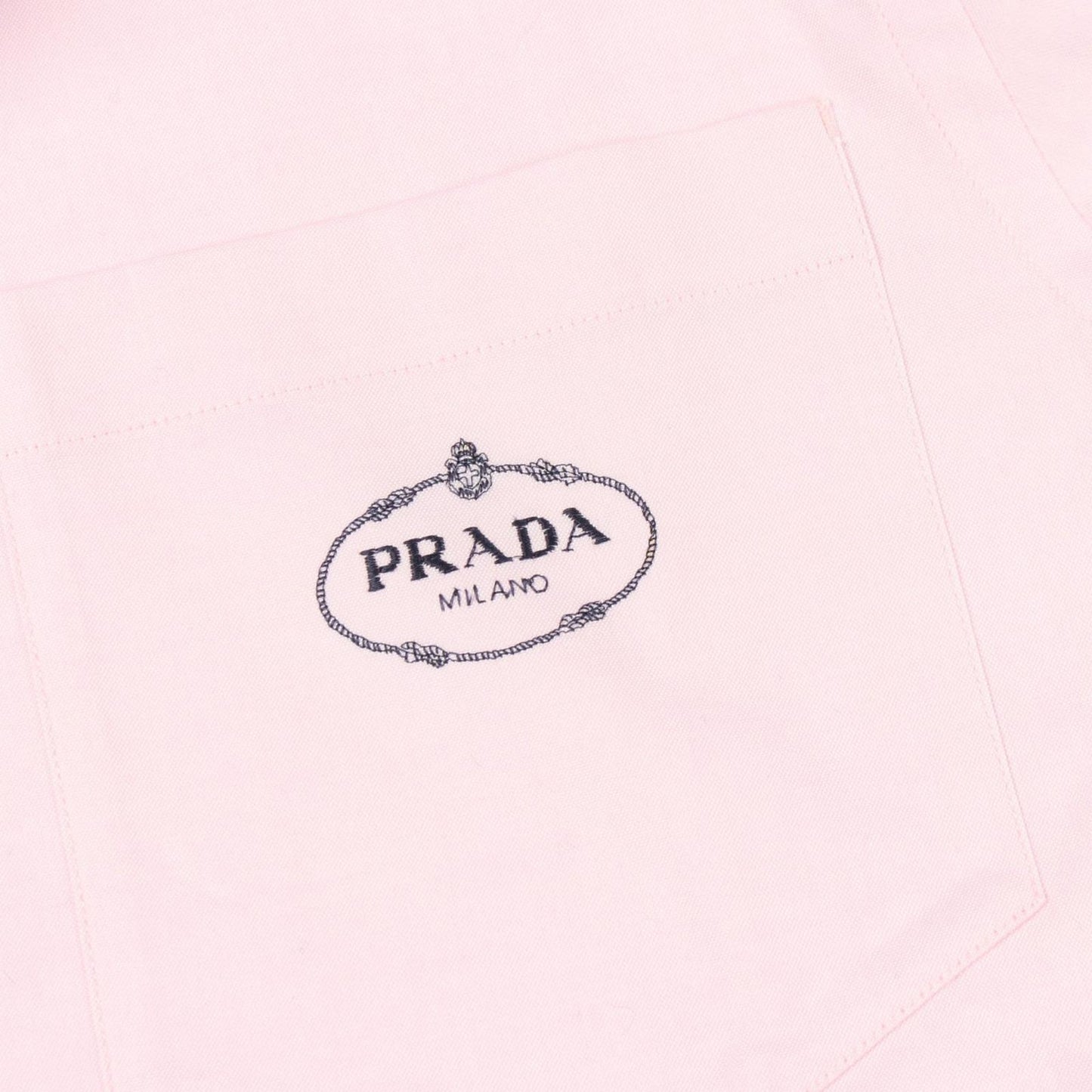 Prada Logo Embroidery Long Sleeve Cotton Shirt — view 6