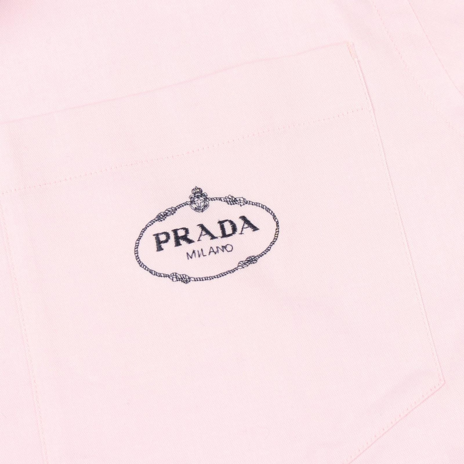 Prada Logo Embroidery Long Sleeve Cotton Shirt — view 6