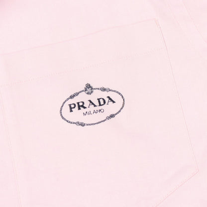 Prada Logo Embroidery Long Sleeve Cotton Shirt — view 6