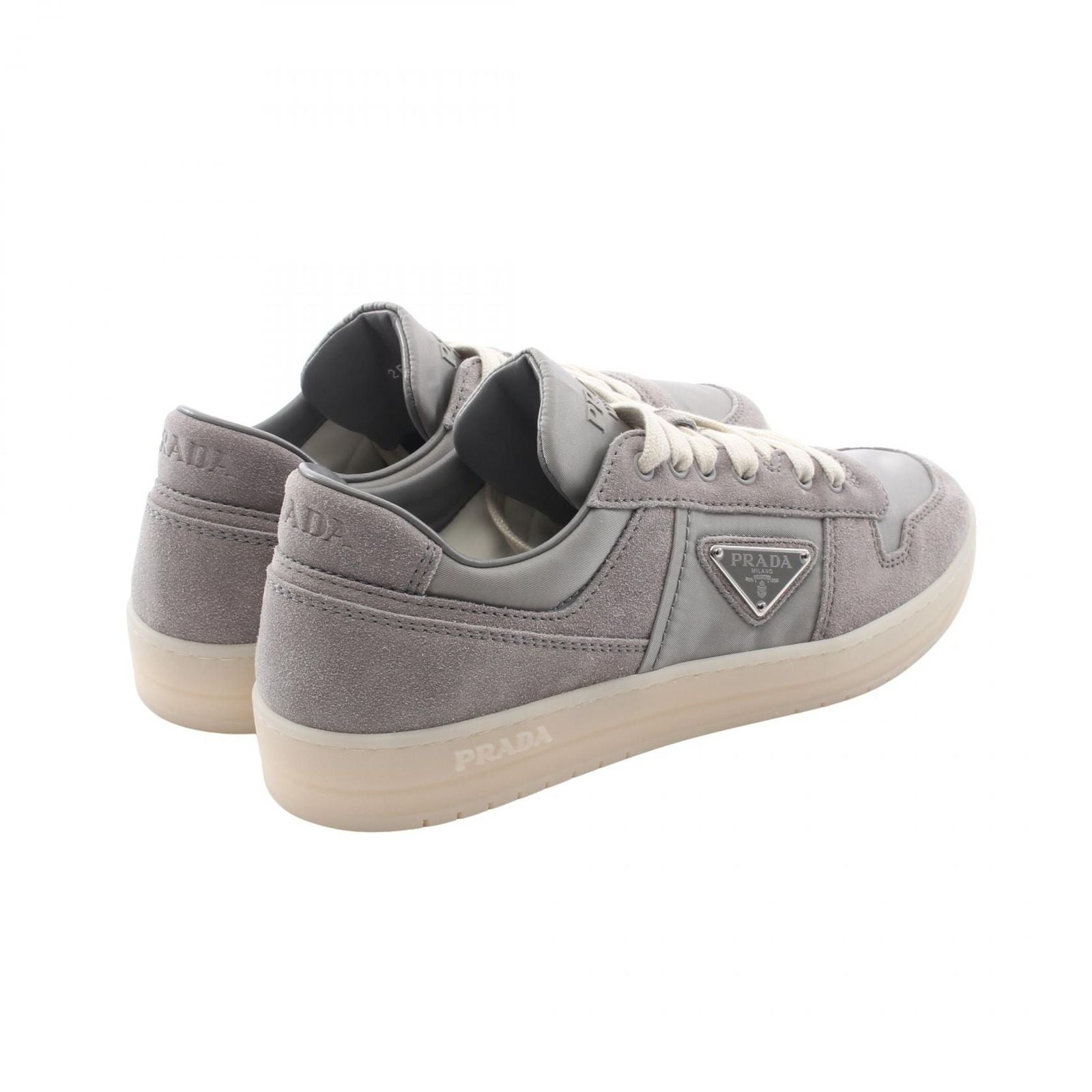 Prada Sneakers Triangle Logo Downtown Gray Nylon Suede — view 2